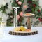 8-Inch tall 2 Tier Brown Natural Wood Stand Round Dessert Server Centerpiece